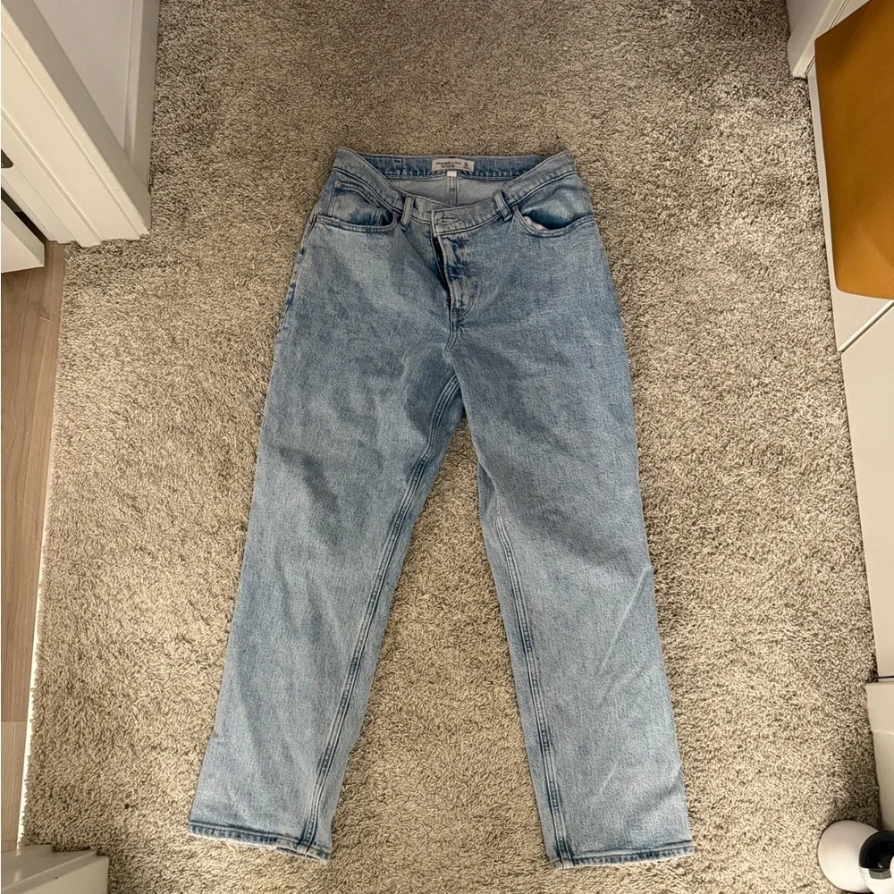 Abercrombie & Fitch Curve Love Light Blue Straight Leg Jeans - Picture 1 of 5